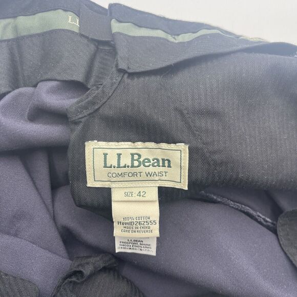 LL Bean Comfort Waist Mens Pants Slacks Size 42W 100% Cotton 42 x 41 Blue‎ - Picture 4 of 5